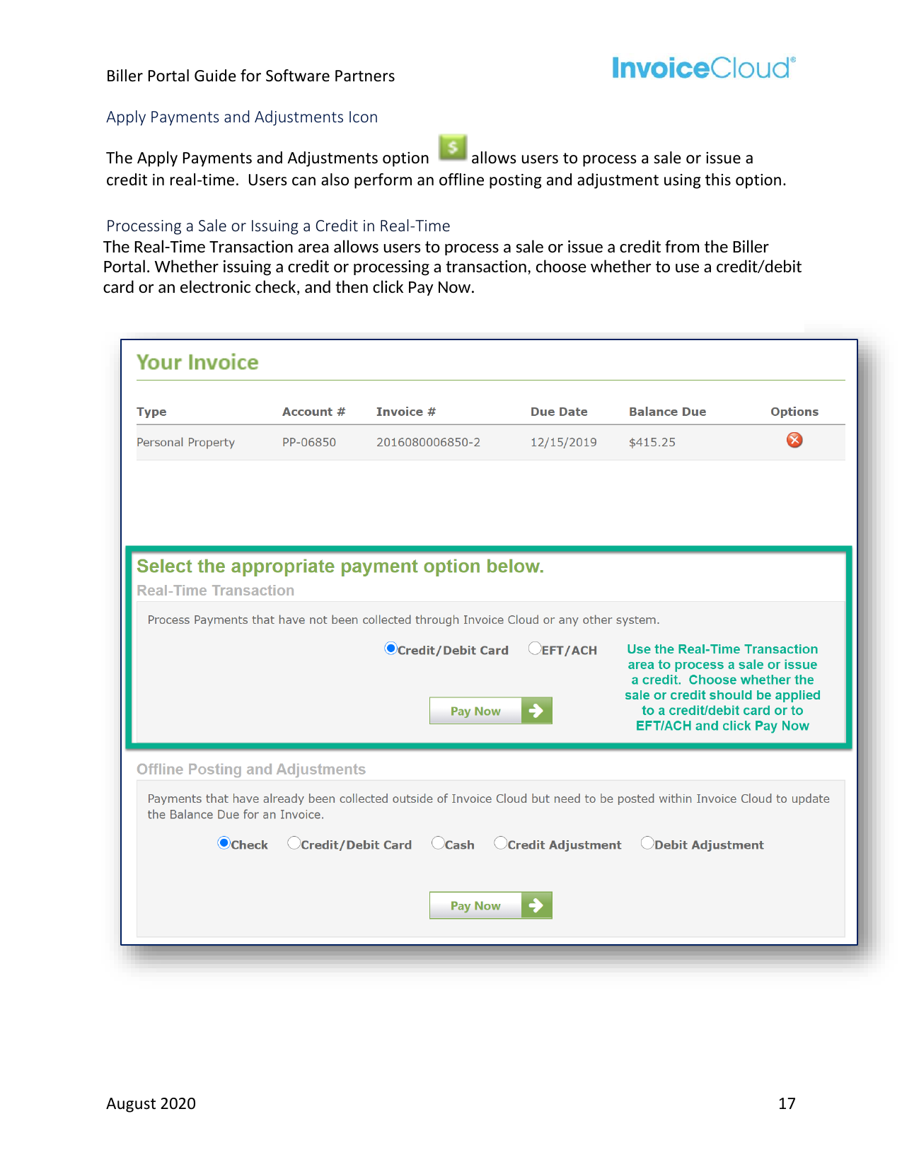 Excerpt page three: transaction-processing instructions with step-by-step guidance.
