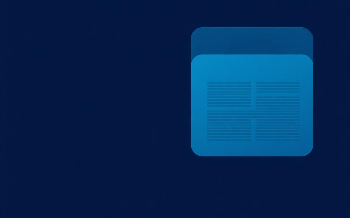 Abstract navy and blue graphic representing long-form software documentation and technical writing